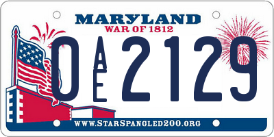 MD license plate 0AE2129