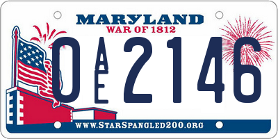 MD license plate 0AE2146