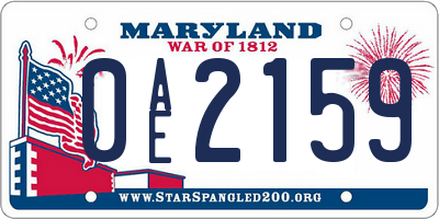 MD license plate 0AE2159