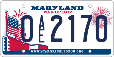 MD license plate 0AE2170