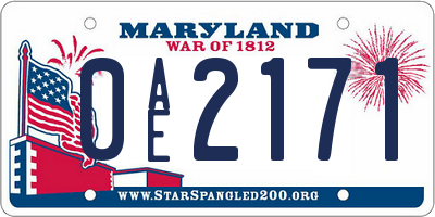MD license plate 0AE2171