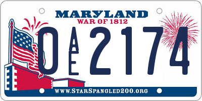 MD license plate 0AE2174