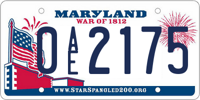 MD license plate 0AE2175