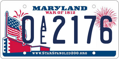 MD license plate 0AE2176
