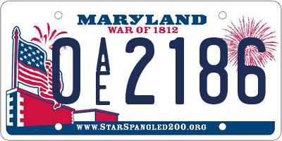 MD license plate 0AE2186
