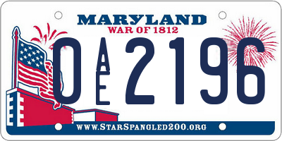 MD license plate 0AE2196