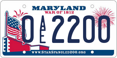 MD license plate 0AE2200