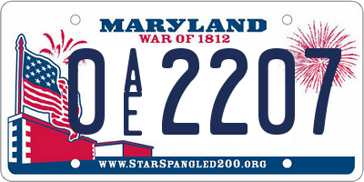 MD license plate 0AE2207