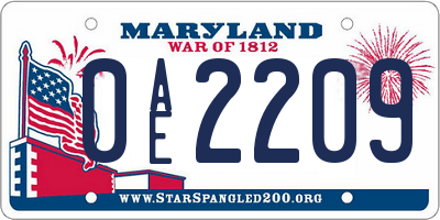 MD license plate 0AE2209