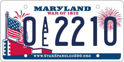 MD license plate 0AE2210
