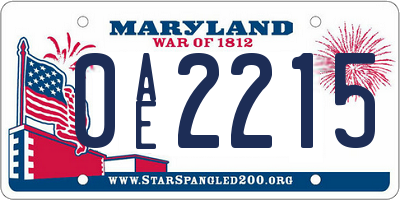 MD license plate 0AE2215