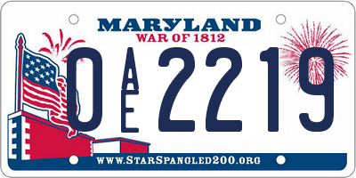 MD license plate 0AE2219