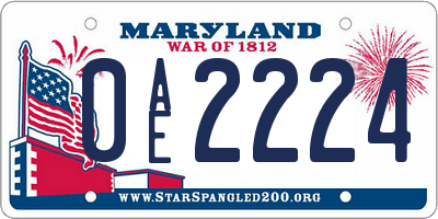 MD license plate 0AE2224