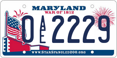 MD license plate 0AE2229
