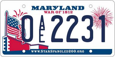 MD license plate 0AE2231