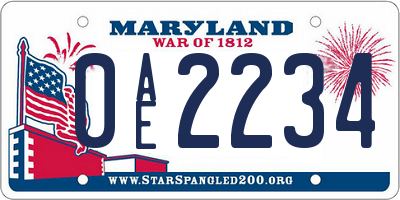 MD license plate 0AE2234