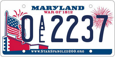 MD license plate 0AE2237