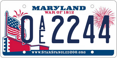 MD license plate 0AE2244