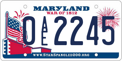 MD license plate 0AE2245