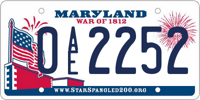 MD license plate 0AE2252