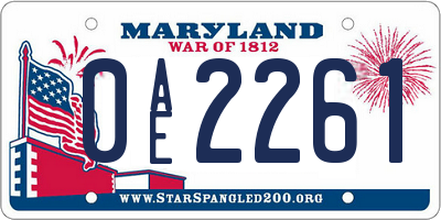 MD license plate 0AE2261