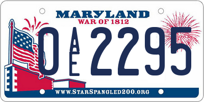 MD license plate 0AE2295