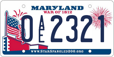 MD license plate 0AE2321