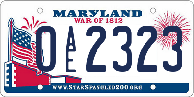 MD license plate 0AE2323
