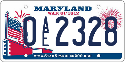 MD license plate 0AE2328