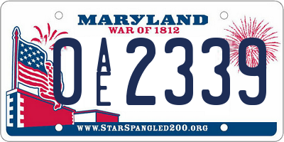 MD license plate 0AE2339
