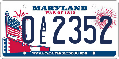 MD license plate 0AE2352