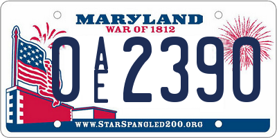 MD license plate 0AE2390