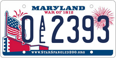 MD license plate 0AE2393
