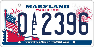 MD license plate 0AE2396