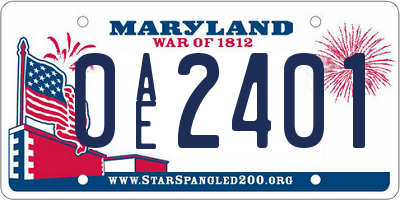MD license plate 0AE2401