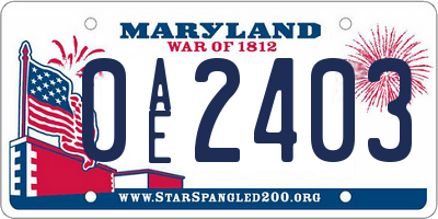 MD license plate 0AE2403