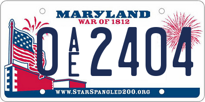 MD license plate 0AE2404