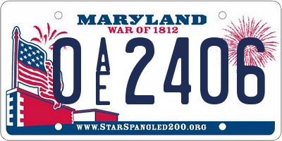 MD license plate 0AE2406
