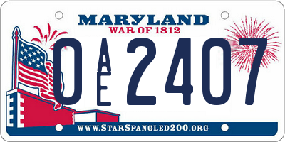 MD license plate 0AE2407