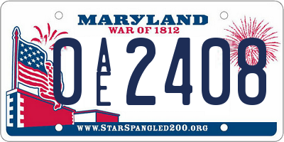 MD license plate 0AE2408