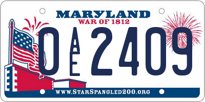 MD license plate 0AE2409