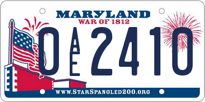 MD license plate 0AE2410