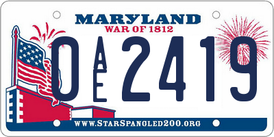 MD license plate 0AE2419