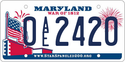 MD license plate 0AE2420