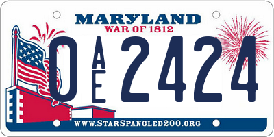 MD license plate 0AE2424