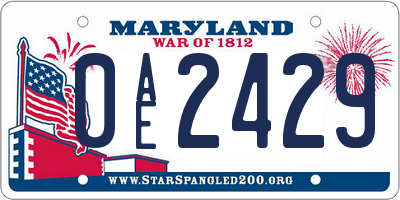 MD license plate 0AE2429