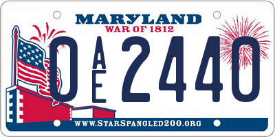 MD license plate 0AE2440