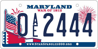 MD license plate 0AE2444