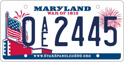 MD license plate 0AE2445