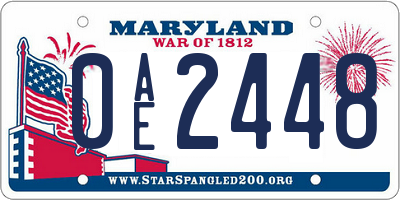 MD license plate 0AE2448